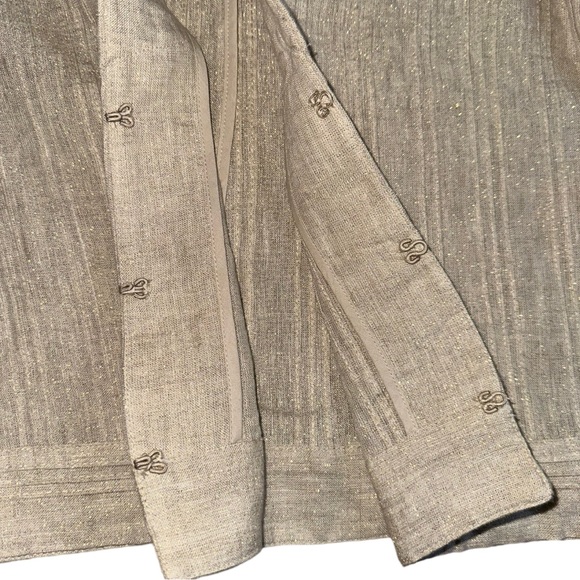 Chicos Rhinestone Beige Linen Jacket Blazer Size Small - Picture 4 of 7
